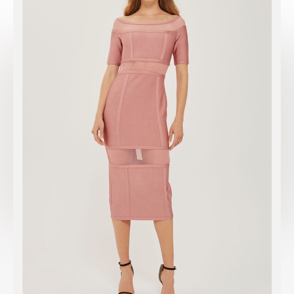 Topshop Dusty Pink Mesh Dress